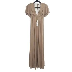 SHOW ME YOUR MUMU Women's Small Faye Flutter Dress Dune Wedding Bridesmaid NWT